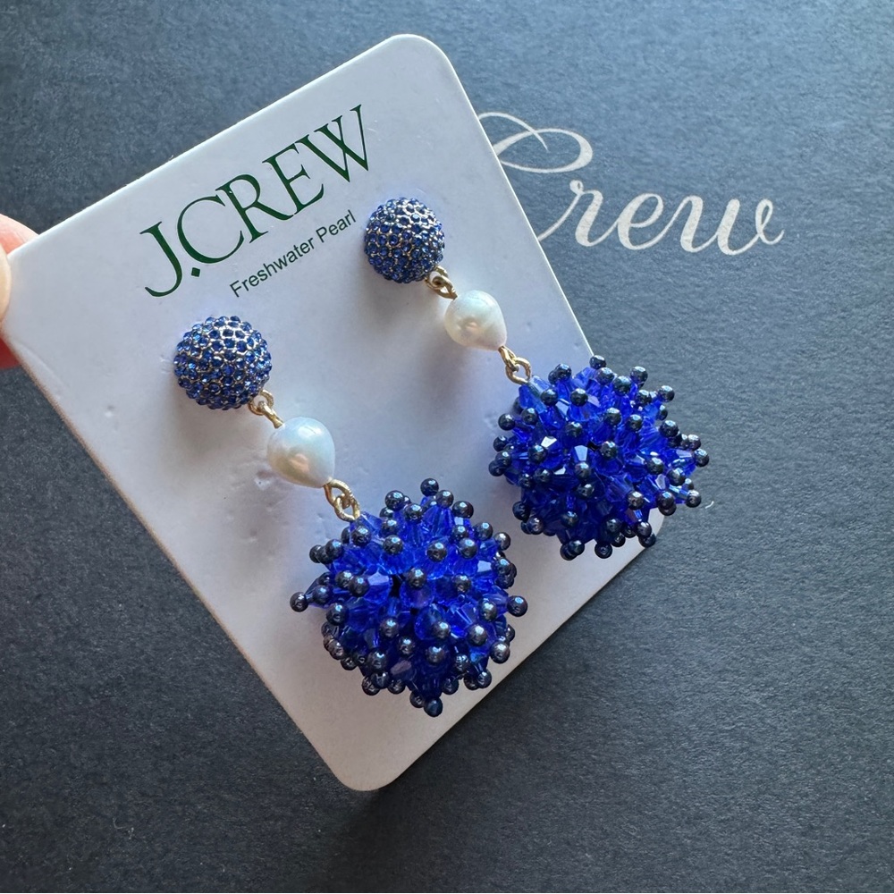 🌱 J. Crew Crystal burst and freshwater pearl drop earrings - Picture 5 of 5